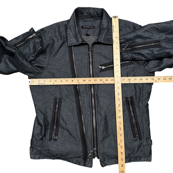 John Varvatos USA Linen Blend Textured Motorcycle Moto Biker Jacket Mens Large - Picture 11 of 11